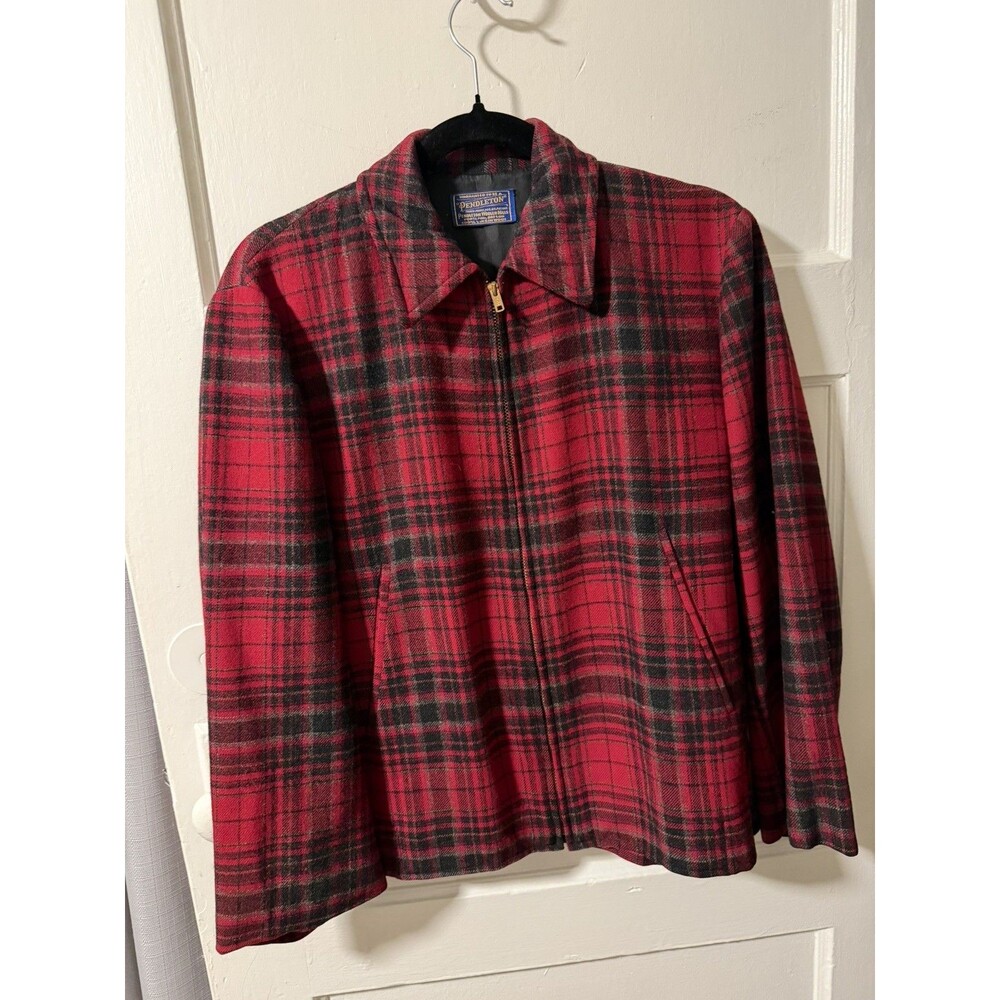 Vintage 50’s Pendleton Ricky Wool Plaid Jacket Talon Zipper Rockabilly Sz Medium